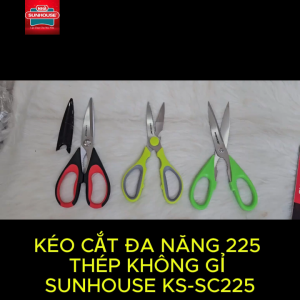 Kéo Cắt Gia Dụng SUNHOUSE KS-SC225 – Lưỡi Thép 3Cr13 Tay Cầm Cao Su Chống Trơn Trượt