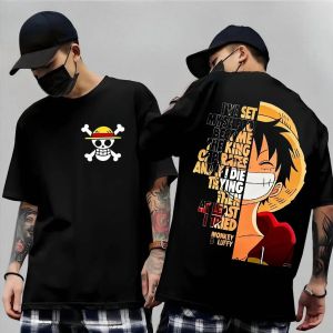 Bandai | One Piece Japanese Anime Printed Mens T-Shirt Roronoa Zoro Boy Childrens Harajuku Short Sleeve Kids Luffy T-shirt Clothing