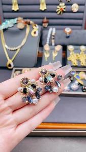 Vintage Colorful Rhinestone Water Drop Earring for Women Imitation Pearl Crystal Beads Earrings with Tassel Ear Jewelry K-