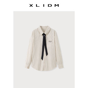 เสื้อเชิ้ตผู้หญิงไซส์ใหญ่ XLIDM ทรงหลวม แขนยาว ปกเสื้อแบบถอดได้ ปักลาย ทรงเข้ารูป สไตล์ลำลอง ฤดูใบไม้ผลิ 2025