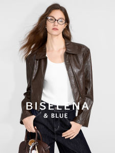 Modern Retro Style Short Leather Jacket Womens Fall 2025 New Arrival Bessie Ni Commute Loose Fit Long Sleeve Stand Collar