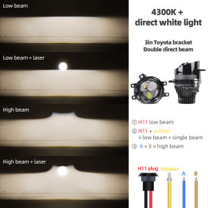 3Inch Universal Bi Led Lens Projector Laser Fog Lights 6000K 3000K Headlight White Yellow Fog Lamp CSP 80 High Power Led Lights