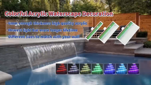 Pool Water Descent Spillway Waterfall fountain Swimming pool garden decor Acrylic With RGB LED strip adjustable light