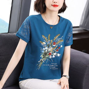 Fashionable Loose Short Sleeve round Neck Womens T-Shirt Mommy Style Top with Ear Cover Korean Version New Arrival 2023 Summer