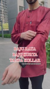 { BAJU RAYA } Kurta Dewasa / Baju Raya / Kurta Lelaki Lengan Panjang Tanpa Kolar Cotton Baju raya { SIZE S - 3XL }