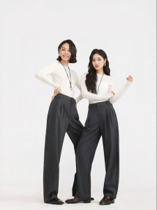 HIPPIE MISS | Petite Special Hippie Style Womens Wide Leg Pants Grey