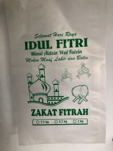 (ISI 50 pcs) Plastik zakat fitrah Tebal Sablon Beras (25kg 27kg 3kg) HDPE
