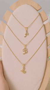 TBK 18K Gold Cubic Zirconia Letter Pendant Necklace Alphabet Accessories 787N A-Z