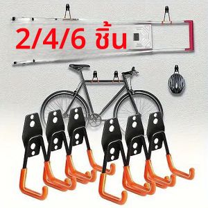 ตะขอติดผนังโลหะสำหรับงานหนัก 2/4/6 แพ็ค เหมาะสำหรับการจัดเก็บในโรงรถและสวน - การออกแบบติดผนังที่ทันสมัย ​​การยึดเกาะที่แข็งแกร่ง สีดำ ติดตั้งง่าย ประหยัดพื้นที่ เหมาะสำหรับจักรยาน บันได และเครื่องมือ