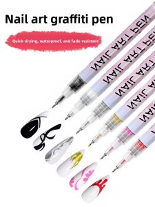 Trendy DIY Nail Art Graffiti Pen Acrylic Quick Dry Ultra Fine Line Coloring Brush for Nail Salon Tools Nail Art Supplies