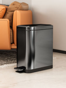 Stainless Steel Foot Pedal Trash Can for Kitchen Living Room Bathroom Narrow Gap Cover Household Garbage Bin Waste Paper Basket