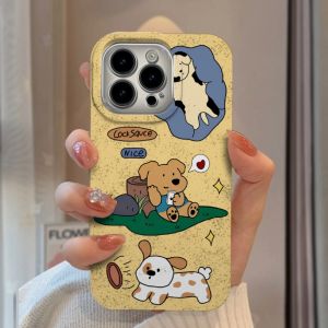 For iPhone 14 Pro max illustration puppy ins Trendy shell 13 12 11 15 8plus 7plus iPhone Case XR X Xs Max 11pro