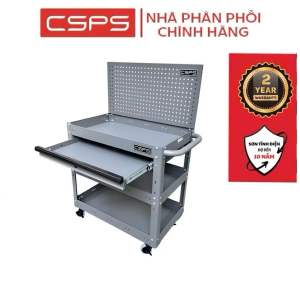 Xe Đẩy CSPS 3 Ngăn 71cm Màu Xám 01 Hộc Kéo Kèm Vách Lưới