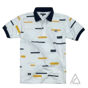 Kaos Kerah Premium Helvig Trap Printing Garis Zigzag Mustard Navy- Polo Shirt | Kaos Pria - COD