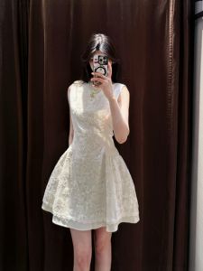 CHANGTONG | Gentle and Unique Aesthetic Waist-cinching Puff Skirt Short Dress Youthful Appearance Dress