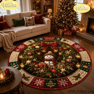 VIKAMA Vintage Farmhouse Christmas Area Rug Soft Non Slip Living Room Carpet Washable Apartment Cozy Festive Holiday Home Decor