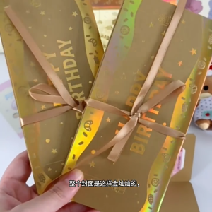 Foldable 3D Birthday Red Envelope Traditional FoldableLucky Money Envelope Greeting Card Chinese New Year