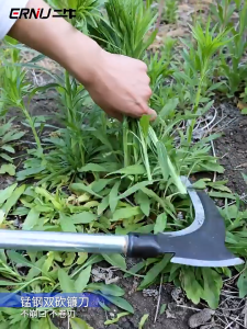 Steel-Handled Sickle Heat Treatment Cutting Sickle Axe Tool 2-in-1 Durable and Long-Lasting