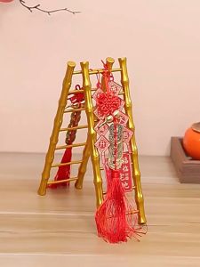 Pajangan Fengshui Kuningan Ornamen Tangga Keberuntungan Tahun Baru Imlek Kebahagiaan Pindah Rumah Dekorasi Tangga Bambu Yang Lebih Tinggi Dan Lebih Tinggi Pengaturan Tangga Keberuntungan Pindah Rumah