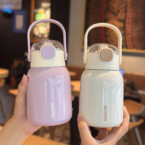 Portable Insulated Stainless Steel 316 Water Bottle Cute Straw Cup Large Belly for Female Students Children Lovely Straw Cup