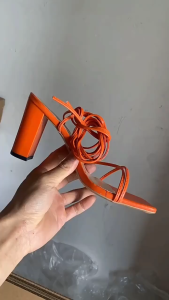 Women Strappy Chunky 3.5 inch Open Toe Korean Fashion Elegant Heels Sandals