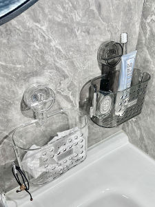 Suction Cup Face Towel Storage Basket Recyclable Box Wall Mounted Storage Rack Cotton Soft Towel Bathroom Organizer Holder