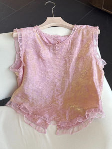 Shalldoer | French Chic Lace Sleeveless Shirt Women Summer Loose Versatile Slimming Top Breathable Casual Round Neck Print Front Commute