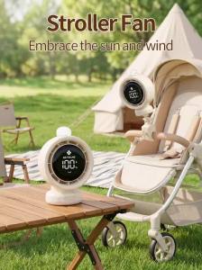 Quạt Xe Đẩy Di Động 2026 Mới Mini Kẹp USB C Có Chức Năng Xoay 100 Tốc Độ Thiết Kế Êm Ái Pin 10H Dùng Cho Ghế Ô Tô Cũi Du Lịch