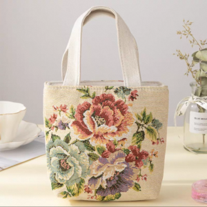 Cute Embroidered Canvas Handbag Thickened Casual Fashion Underarm Bag Wear-resistant Makeup Bag Soft Square Mini Size for Youth