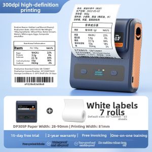 DTPrinter | High-Resolution 300dpi Large Food Label Printer with Bluetooth Barcode Stickers