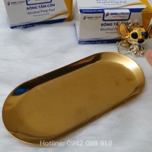 Khay inox vàng đựng dụng cụ y tế kích thước 18x8 cm