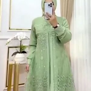 Gamis Kondangan Brokat Amelda Maxi Bahan Ceruty Babydoll Mix Brukat Payet Full Baju Muslim Wanita Jumbo LD 100-130 cm Outfit Sergaman Viral Elegan Mewah Fashion Hijab Bisa COD