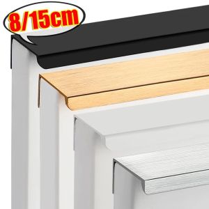 8/15cm Hidden Furniture Handles Aluminum Alloy Black Gold Kitchen Cabinet Pull Wardrobe Pull Handles for Cabinet Drawer Hardware