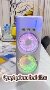 Quạt phun sương hai đầu Quạt điều hòa không khí mini làm mát độ ẩm sạc được USB 300ml Quạt để bàn có đèn xung quanh Nhiều màu