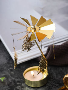 Romantic Atmosphere Aromatherapy Candle Holder Rotating Lantern Dinner Gift Display Piece European Style Iron Material Branch Candle