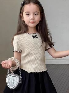 Elegant Bow Ice Silk T-shirt