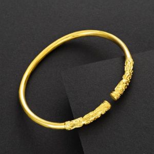Gold Plated Sand Gold Juggernaut Supreme Treasure Monkey King Bracelet Adjustable Ring Fashionable Jewelry for Couples