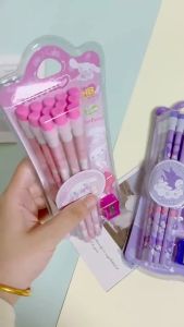 ดินสอไม้ HB 12แท่งพร้อมกบเหลาดินสอและยางฝึกจับดินสอลายการ์ตูนน่ารักSanrioซานริโอ้ คุโรมิจัดส่งด่วนในกรุงเทพฯ