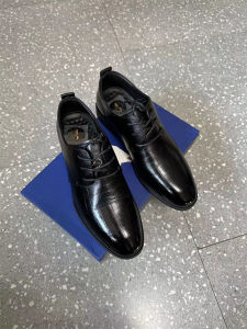 Genuine Top Layer Cowhide Mens Casual Business Shoes Massage Soft Bottom Pressed Flower Leather Shoes Breathable round Toe