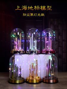 Shanghai Landmark Architecture Lighting Oriental Pearl Shanghai Tower Model Desktop Ornaments Tourist Souvenir Gifts