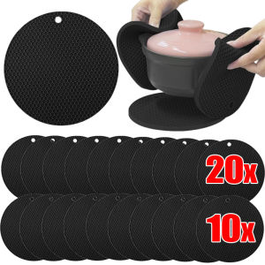 10/5Pcs Silicone Heat Resistant Mat / Non-slip Insulation Pad Placemat / Drink Cup Coasters / Kitchen Pot Holder Dish Mat / Multipurpose Honeycomb Thicken Table Mat