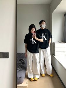 Cặp Đôi Áo Thun Ngắn Tay Mùa Hè 2024 Bộ Sưu Tập Thoải Mái Cotton Vải Bông Áo Cổ Tròn Nam Và Thời Trang Nữ