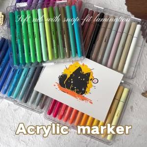 SeamiArt 24/36/60/72 Color Direct-Liquid Acrylic Marker Pen Set Soft Brush Tips for School Painting Drawing Gift Set Art Supplie