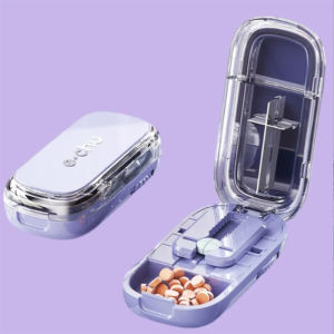 Newest Pill Cutter Splitter Portable Precise Adjustable with Hidden Sharp Blade for Multiple Pills Medicine Drug Tablet Divider
