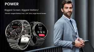 Power Smart Watches for men 1.85" HD Ultra Large Round Screen100 Days Extra-Long Battery Rugged Military Bluetooth Call(Answer/Dial Calls)