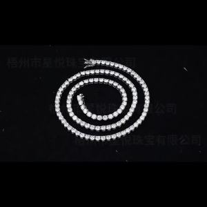 Moissanite Tennis Necklaces for Women Gifts 3-5mm 925 Silver Tennis Necklace Men D Color Round Cut Diamond