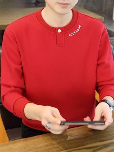 HENGYUANXIANG | เสื้อยืดคอกลมแขนยาวลำลองสำหรับผู้ชาย เสื้อชั้นในสไตล์ไฮเอนด์ เสื้อผ้าผู้ชาย แฟชั่นฤดูใบไม้ผลิ ผ้าฝ้ายผสมโพลีเอสเตอร์