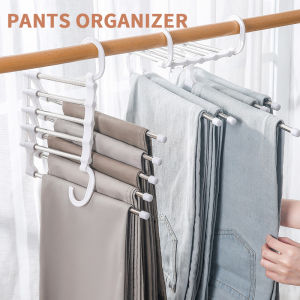 Stainless Steel Pants Hanger Organizer Multifunctional 5-in-1 Clothes Hanger Trouser Racks Closet Space Saving Rack