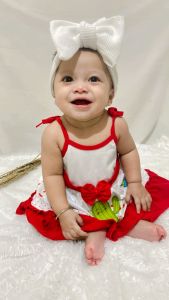 Dress Bayi Perempuan Bunga Cokelat Pink untuk Anak 6-18 Bulan Free Celana Dalam Bayi Murah Terjangkau / Dress Baby Gaun Bayi Bahan Katun / Bisa COD Bayar di Tempat