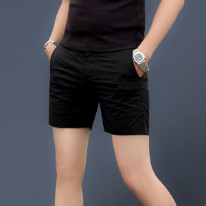 กางเกงขาสั้นผ้าไหมน้ำแข็งทรงสลิมฟิตสำหรับผู้ชาย กางเกงขายาวสามส่วน ทรงสลิมฟิต ยืดหยุ่น ไม่ต้องรีด บาง ใส่สบาย ฤดูร้อน